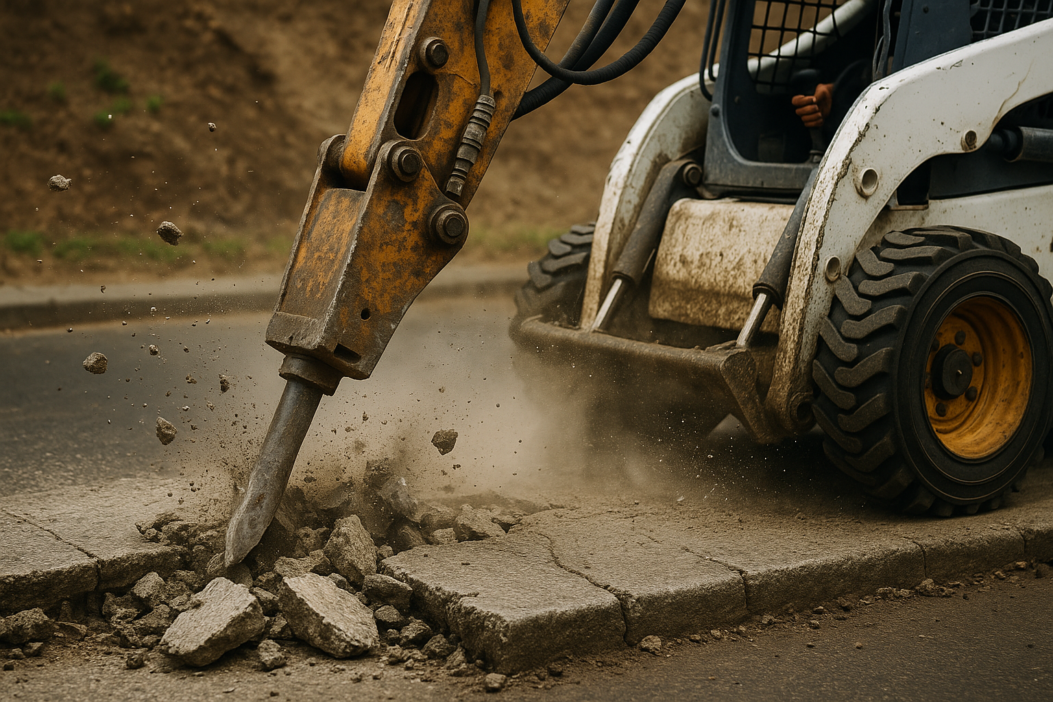 Concrete Breaking with Excavator