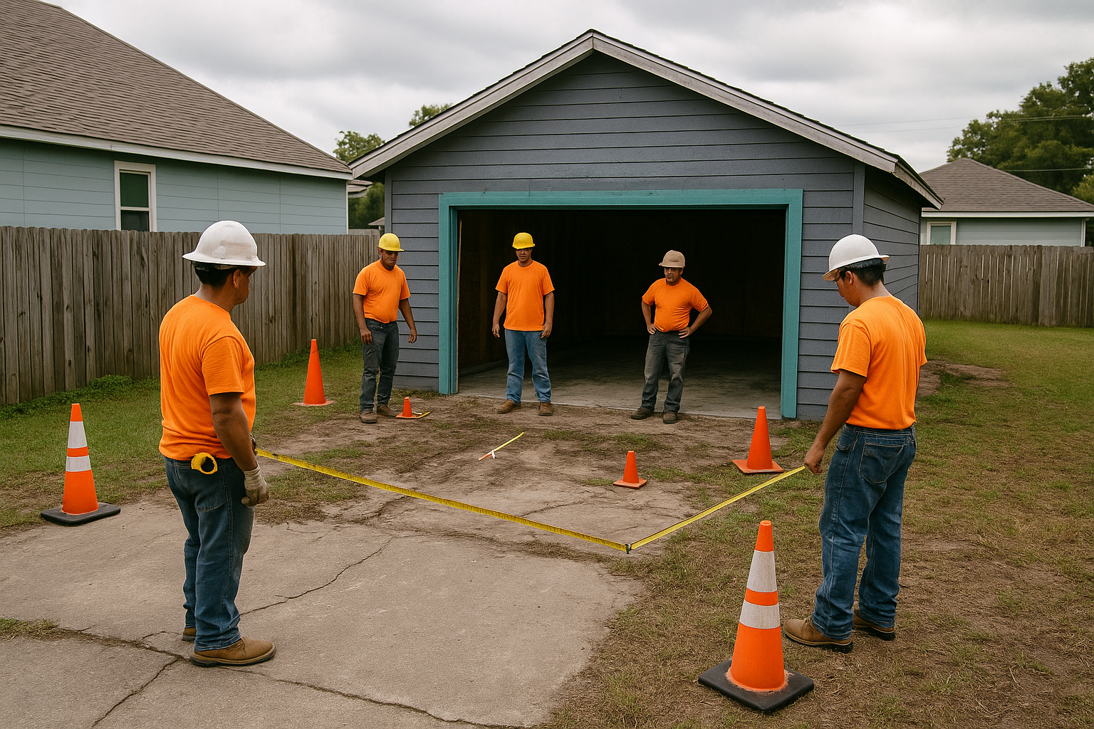 Demolition Team Planning Garage Removal