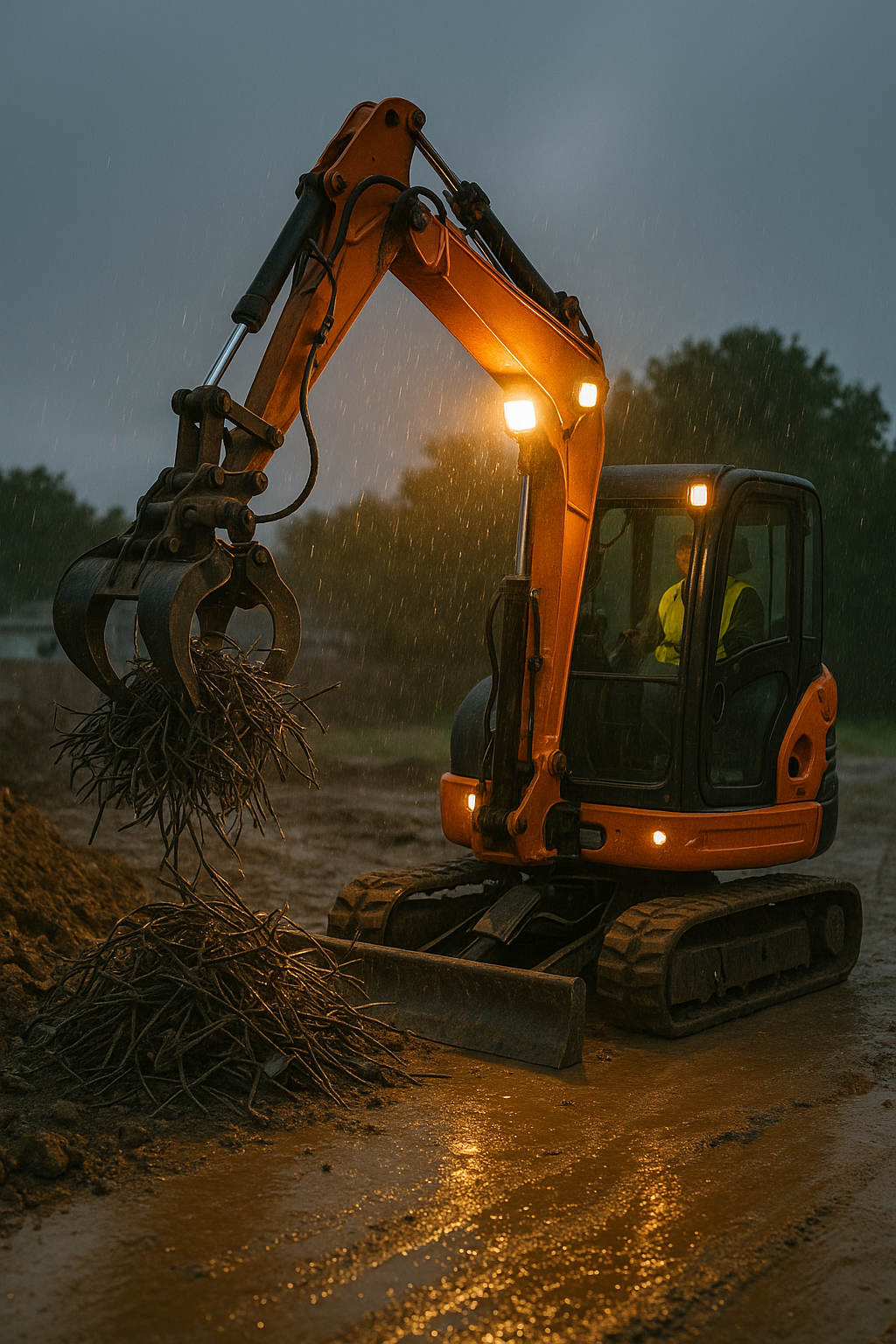 Demolition equipment on site